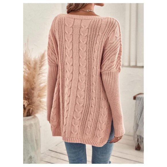 Pink Cable Knit Sweater. SHEIN. XS - Picture 2 of 4
